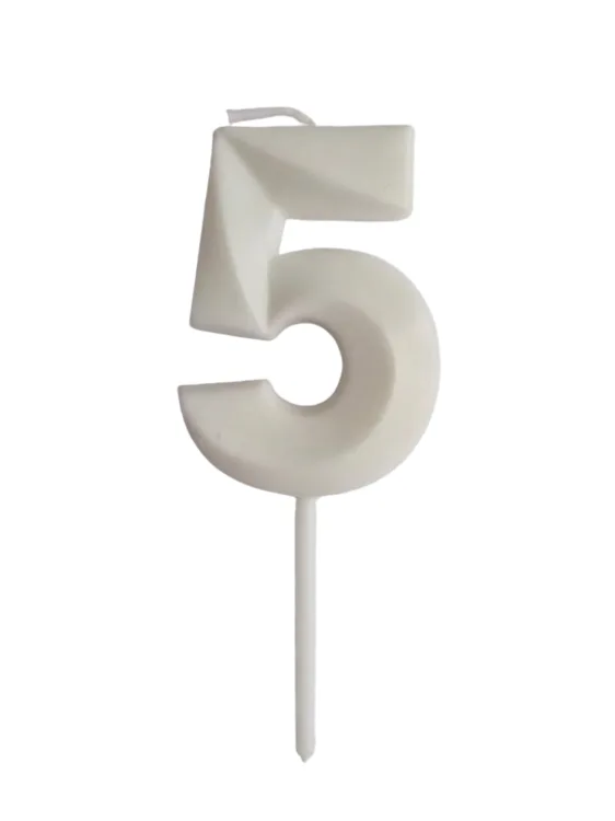 Dortová svíčka s elegantním motivem číslo 5 bílá 4,7 cm