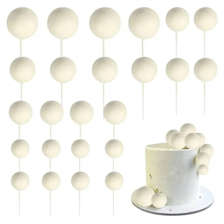 Zápich do dortu koule béžové různé velikosti, 2–4 cm (20 ks)
