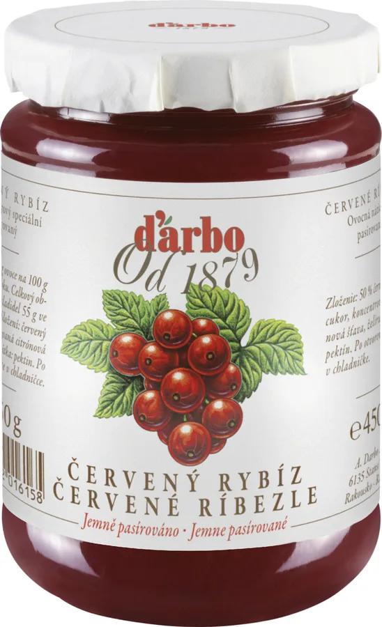 Džem červený rybíz výběrový méně sladký 450 g – Darbo