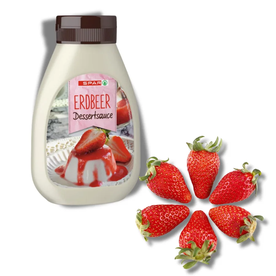 Dezertní jahodový topping 250g – SPAR