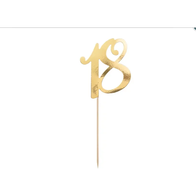 Zápich do dortu 18 zlatý 20,5 cm – PartyDeco