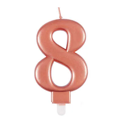 Dortová svíčka číslice 8 metalická rose gold 6 × 8 cm – Unique