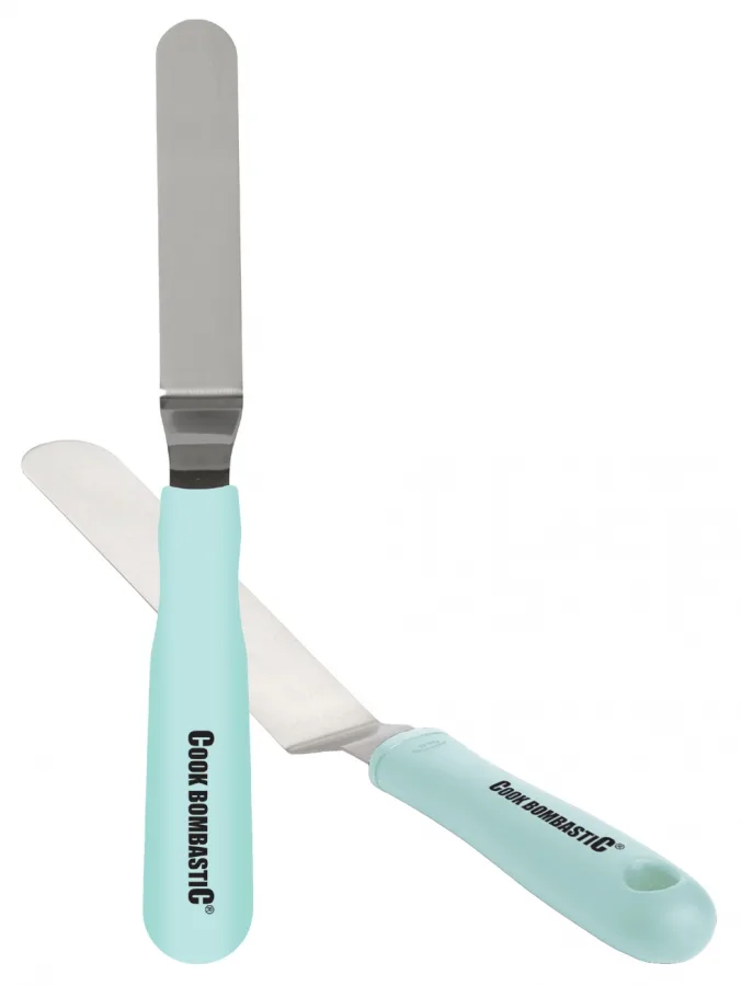 Nerez cukrářská špachtle zahnutá 22 cm, modrá – Cook Bombastic