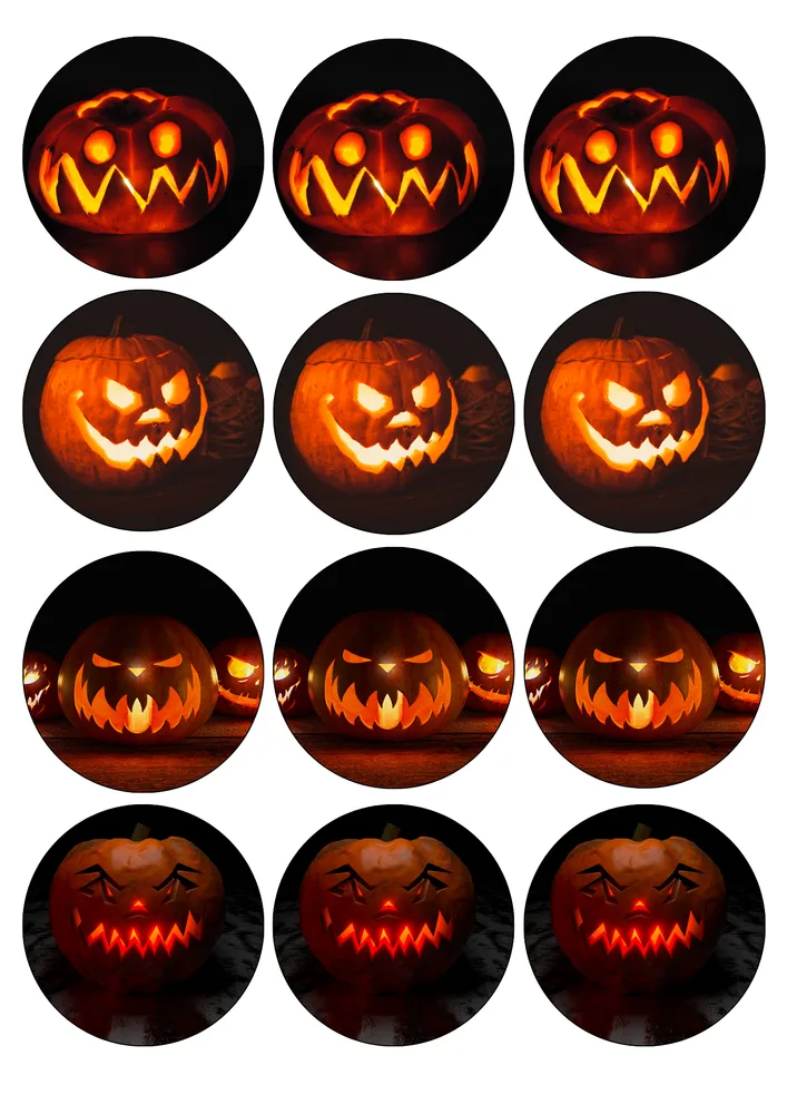 Halloween – svítící dýně na muffiny – jedlý papír na hranatý dort – jedlý obrázek na dort