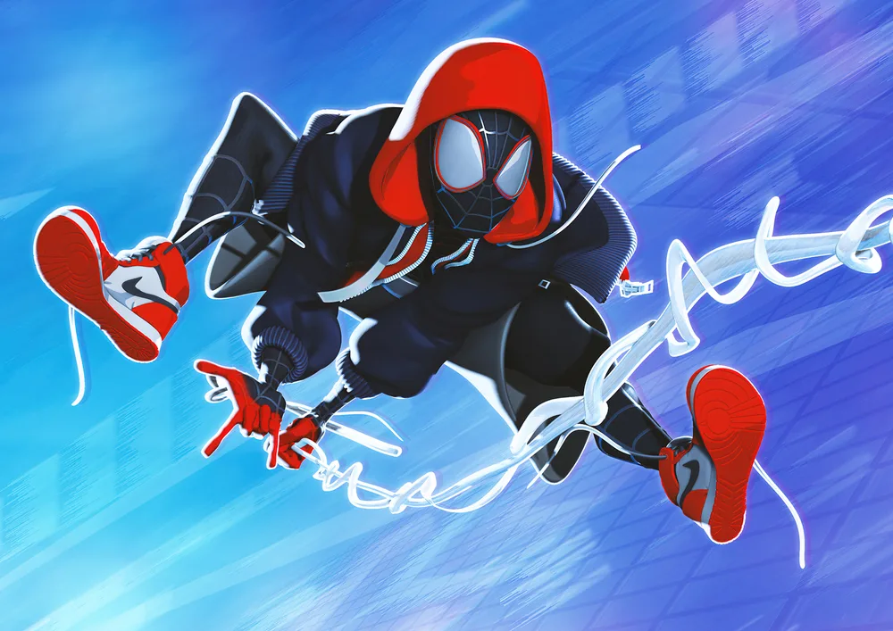 Spiderman – Miles Morales ve skoku s kapucí – jedlý papír na hranatý dort – jedlý obrázek na dort
