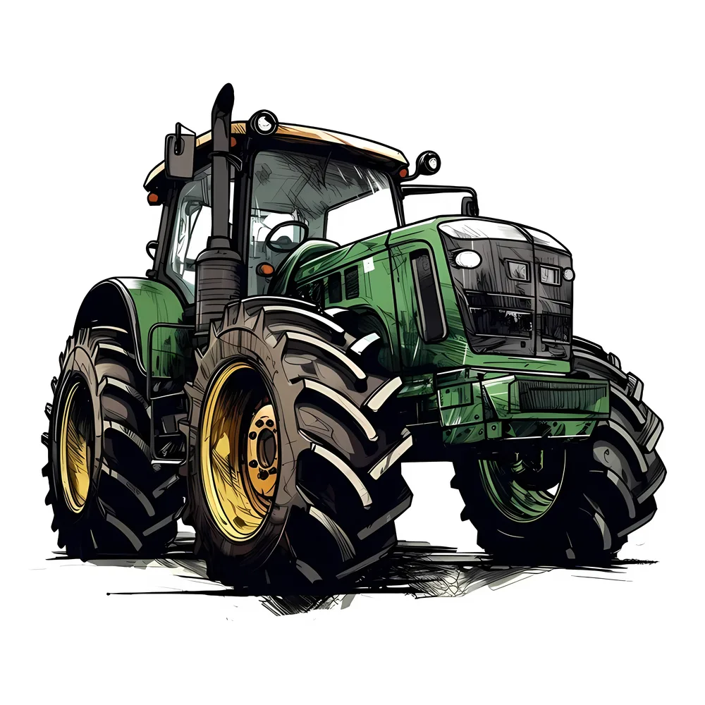 Traktor – zelený moderní traktor – jedlý obrázek na dort – jedlý obrázek na dort