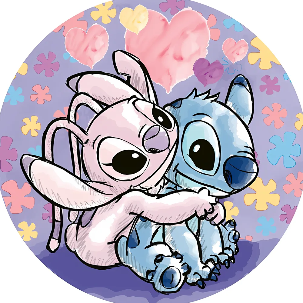 Lilo a Stitch – zamilovaný Stitch a Angel – jedlý obrázek na dort – jedlý obrázek na dort