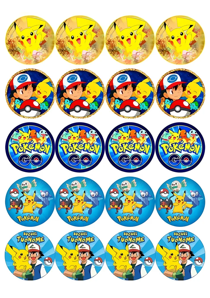 Pokémon – Pikachu a Ash na muffiny a cupcakes – jedlý papír na cupcakes – jedlý obrázek na dort
