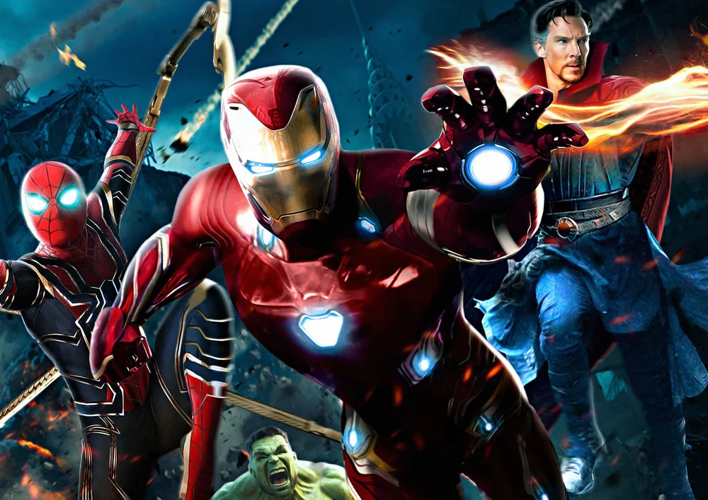 Avengers – Iron Man, Spider-Man, Doctor Strange a Hulk – jedlý papír na hranatý dort – jedlý obrázek na dort