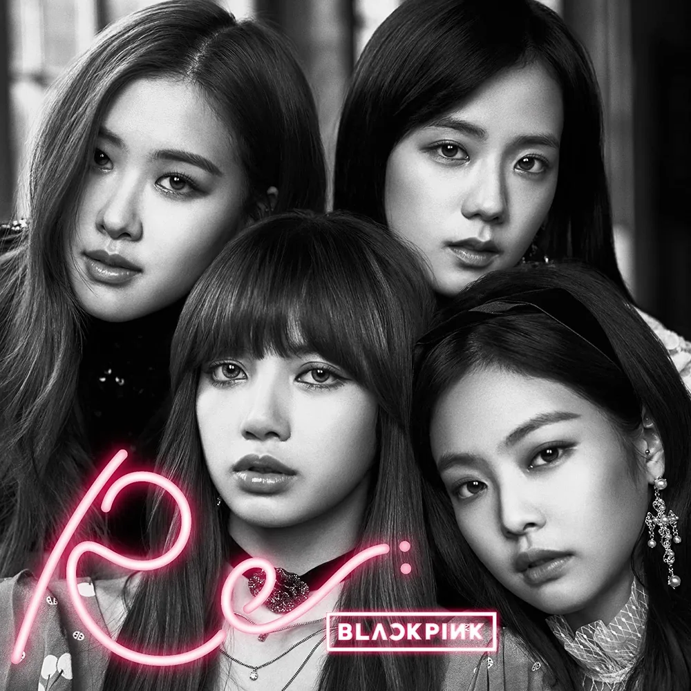 Blackpink – dívčí K-pop skupina s růžovým nápisem – jedlý obrázek na dort – jedlý obrázek na dort