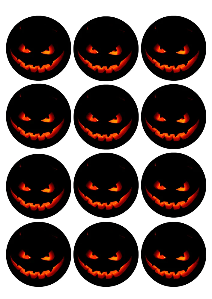 Halloween – strašidelné dýňové obličeje – jedlý papír na hranatý dort – jedlý obrázek na dort