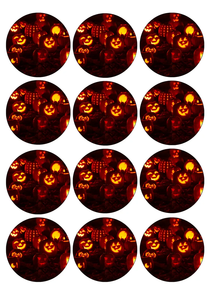 Halloween – svítící vyřezávané dýně – jedlý papír na hranatý dort – jedlý obrázek na dort
