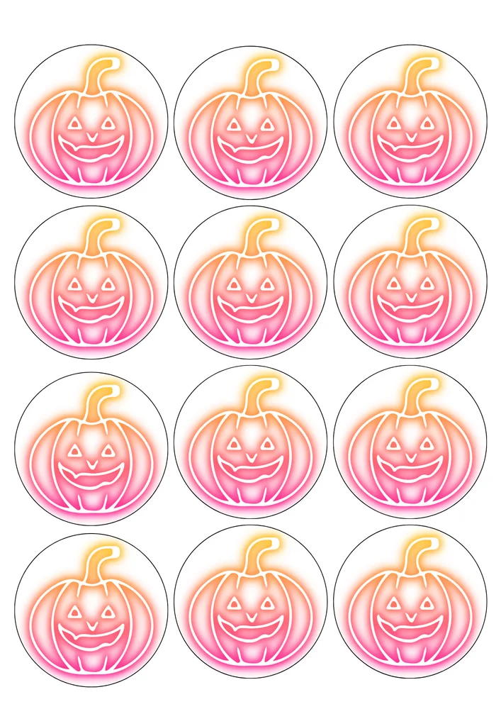 Halloween – neonové růžové dýně na muffiny – jedlý papír na hranatý dort – jedlý obrázek na dort