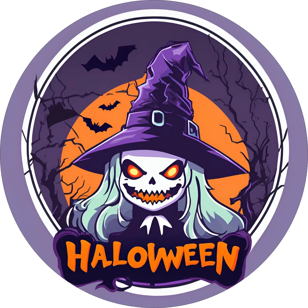 Halloween – strašidelná čarodějnice s měsícem – jedlý obrázek na dort – jedlý obrázek na dort