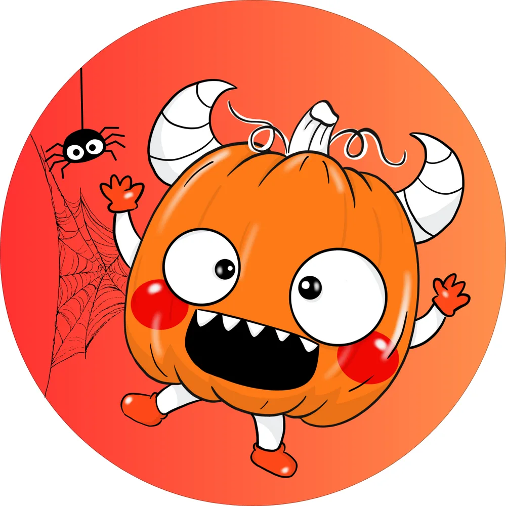 Halloween – veselá dýňová příšerka a pavouček – jedlý obrázek na dort – jedlý obrázek na dort