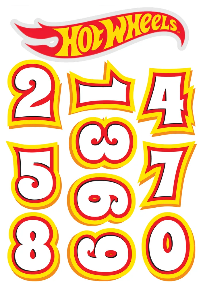 Hot Wheels – logo a závodní číslice – jedlý papír na hranatý dort – jedlý obrázek na dort