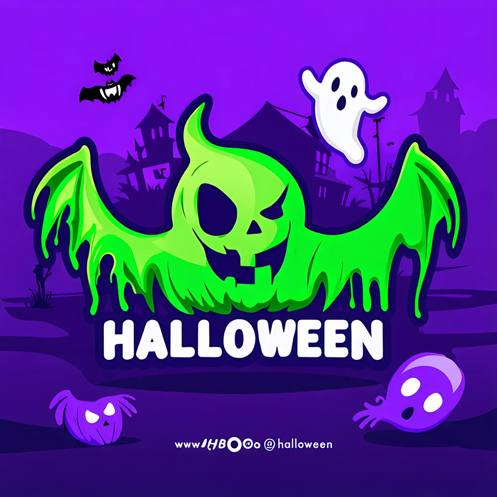 Halloween – zelený duch a strašidelný dům – jedlý obrázek na dort – jedlý obrázek na dort