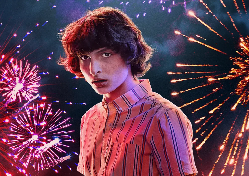Stranger Things – Mike Wheeler a ohňostroj – jedlý papír na hranatý dort – jedlý obrázek na dort