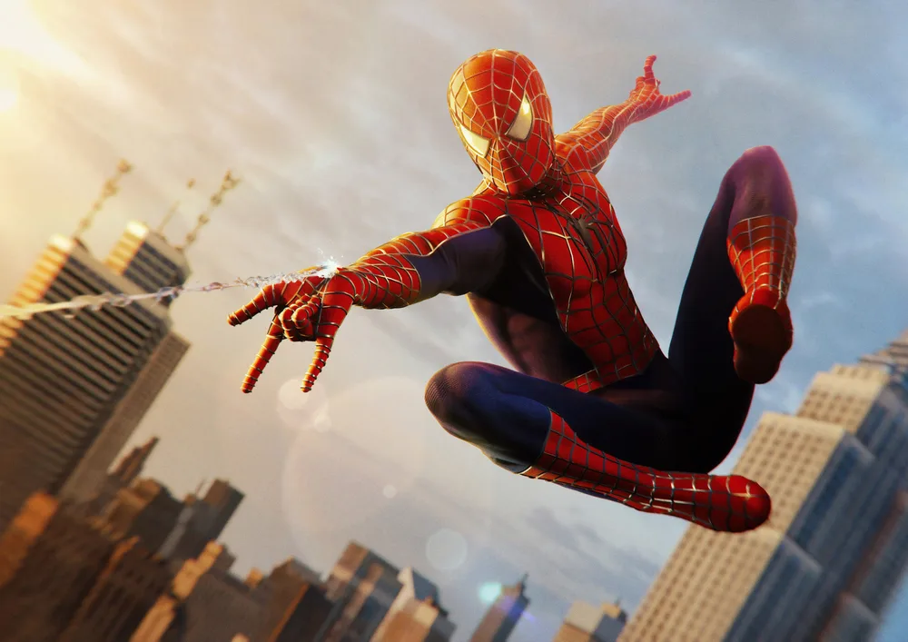 Spiderman – skok nad mrakodrapy města – jedlý papír na hranatý dort – jedlý obrázek na dort