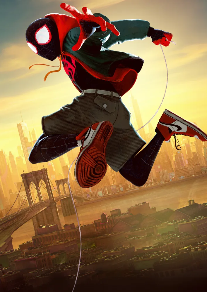 Spiderman – Miles Morales ve skoku nad městem – jedlý papír na hranatý dort – jedlý obrázek na dort