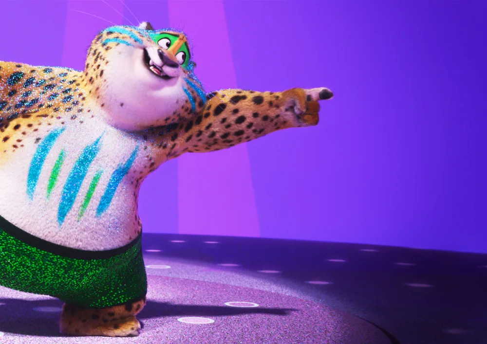 Zootropolis – tančící gepard Clawhauser – jedlý papír na hranatý dort – jedlý obrázek na dort