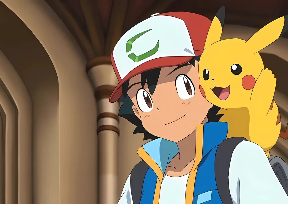 Pokémon – Ash Ketchum a Pikachu na rameni – jedlý papír na hranatý dort – jedlý obrázek na dort