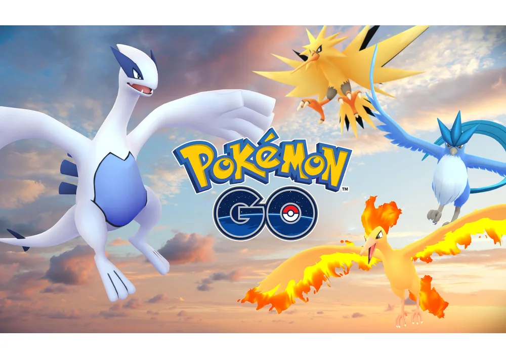 Pokémon GO – legendární ptáci a Lugia – jedlý papír na hranatý dort – jedlý obrázek na dort
