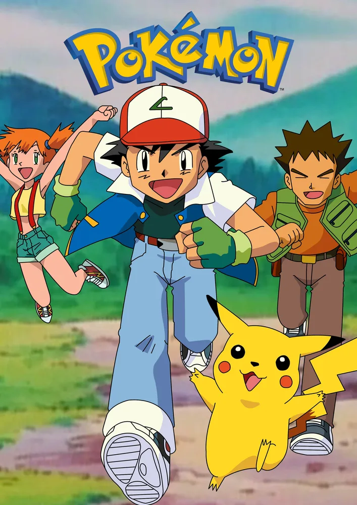 Pokémon – Ash, Pikachu, Misty a Brock – jedlý papír na hranatý dort – jedlý obrázek na dort