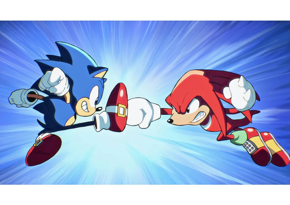 Sonic – souboj Sonica s Knucklesem – jedlý papír na hranatý dort – jedlý obrázek na dort