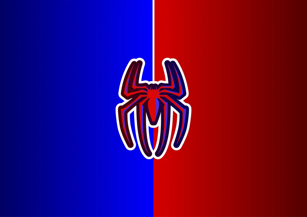 Spiderman – pavoučí logo na modro-červeném pozadí – jedlý papír na hranatý dort – jedlý obrázek na dort