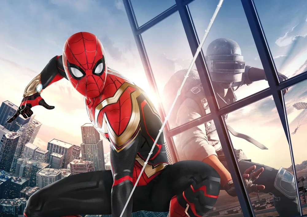 Spiderman – v obleku nad městem a PUBG bojovník – jedlý papír na hranatý dort – jedlý obrázek na dort