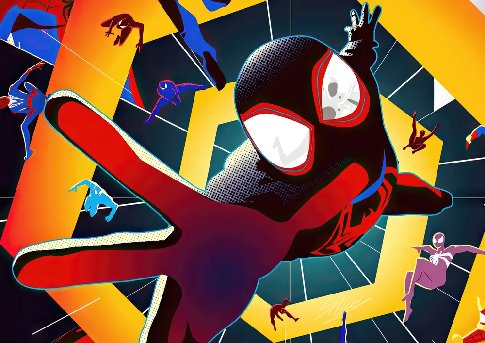 Spiderman – Miles Morales a pavoučí hrdinové – jedlý papír na hranatý dort – jedlý obrázek na dort