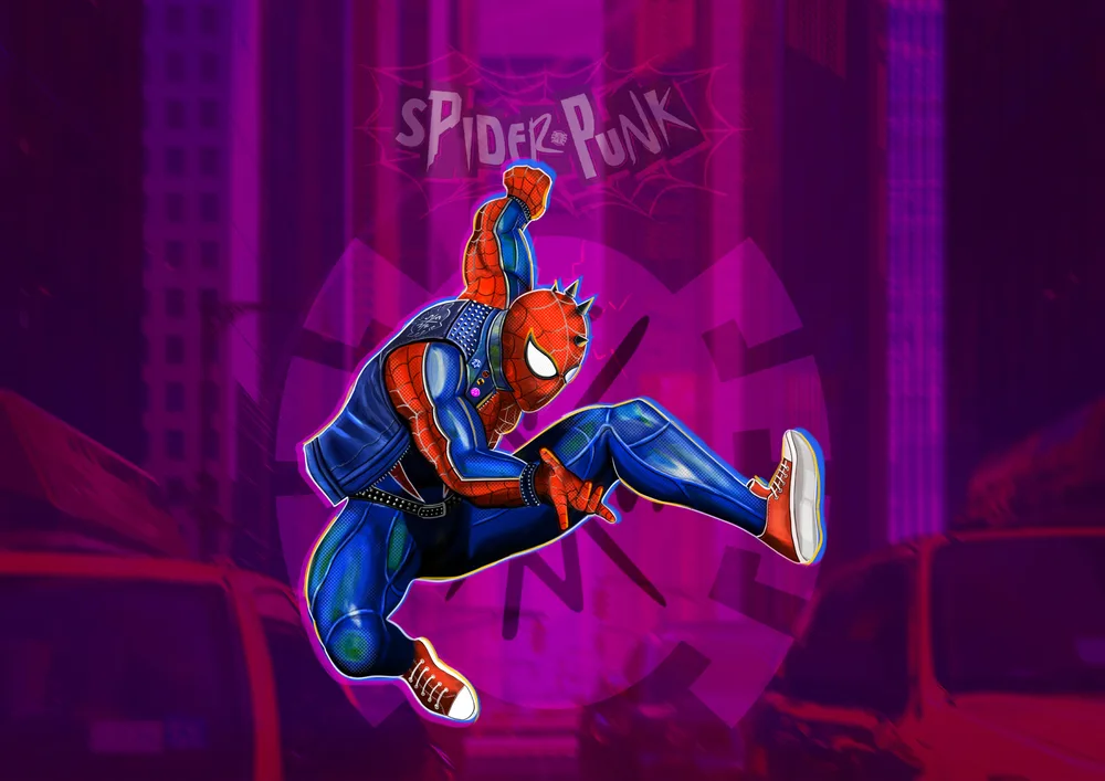 Spiderman – Spider-Punk ve skoku – jedlý papír na hranatý dort – jedlý obrázek na dort