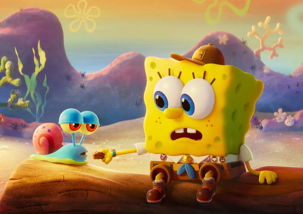 Spongebob – malý SpongeBob a Gary v kempu – jedlý papír na hranatý dort – jedlý obrázek na dort