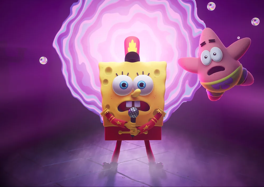 Spongebob – Spongebob s mikrofonem a Patrik – jedlý papír na hranatý dort – jedlý obrázek na dort