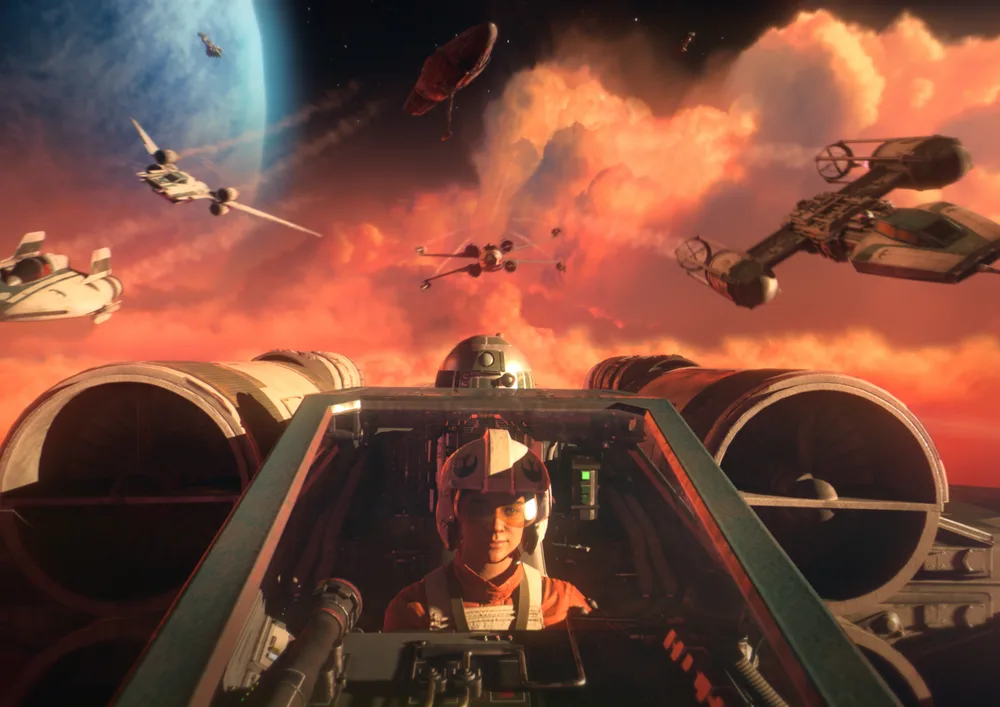 Star Wars – pilot v kokpitu stíhačky X-Wing – jedlý papír na hranatý dort – jedlý obrázek na dort