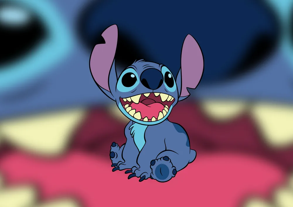 Lilo a Stitch – vysmátý sedící Stitch – jedlý papír na hranatý dort – jedlý obrázek na dort