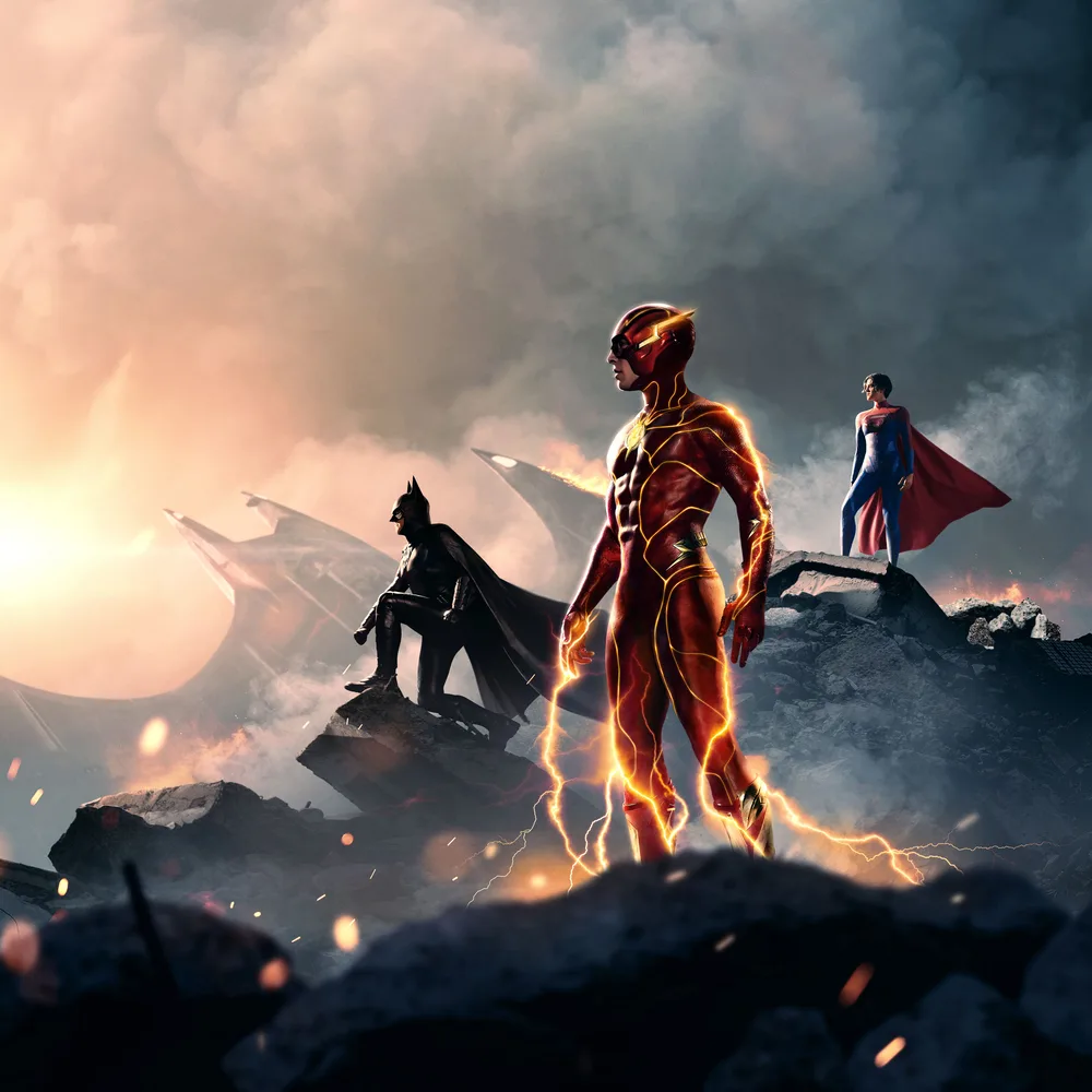 The Flash – Flash, Batman a Supergirl v boji – jedlý obrázek na dort – jedlý obrázek na dort