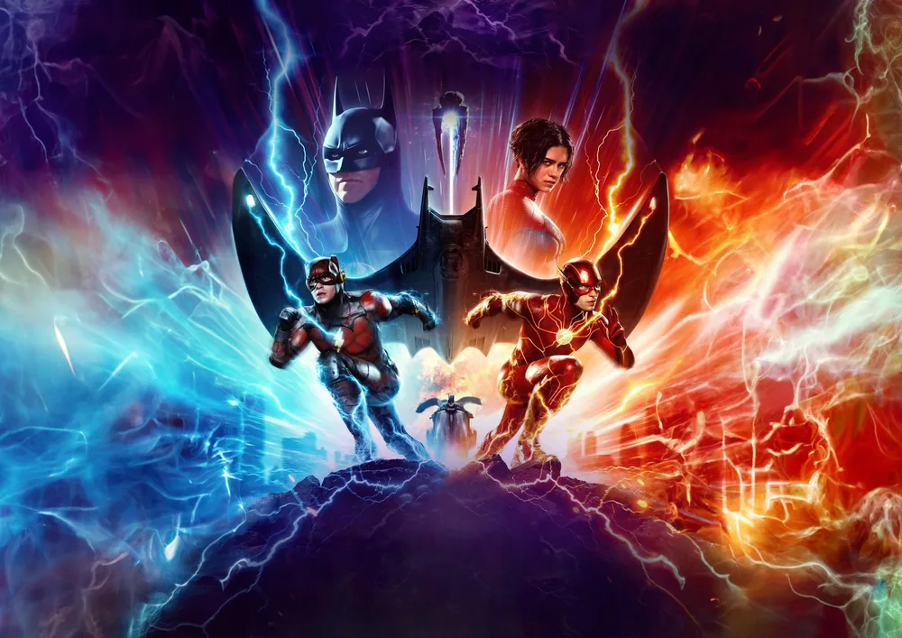 The Flash – hrdinové Flash, Batman a Supergirl – jedlý papír na hranatý dort – jedlý obrázek na dort