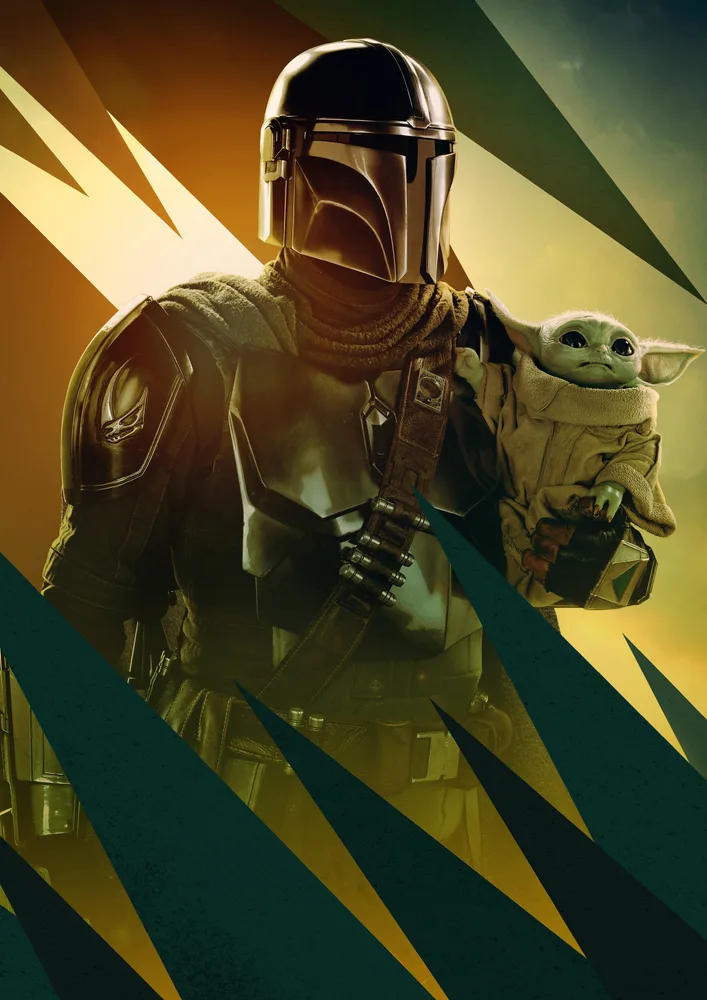 Star Wars – Mandalorian a Grogu (Baby Yoda) – jedlý papír na hranatý dort – jedlý obrázek na dort