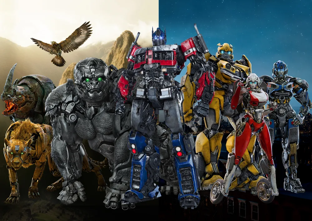 Transformers – Optimus Prime a zvířecí roboti – jedlý papír na hranatý dort – jedlý obrázek na dort