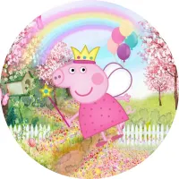 Prasátko Peppa – víla pod duhou – jedlý obrázek na dort