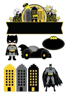 Batman – Batmobil a mrakodrapy – jedlý papír na hranatý dort