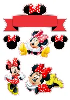 Minnie – červená stuha – jedlý papír na hranatý dort