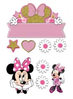 Minnie – cedulka s mašlí – jedlý papír na hranatý dort