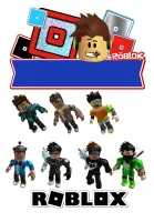 Roblox – výřezy postav se stuhou – jedlý papír na hranatý dort