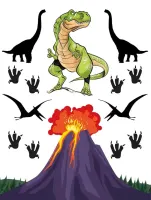 Dinosauři – sopka a tyranosaurus – jedlý papír na hranatý dort