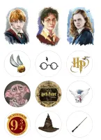 Harry Potter – portréty a symboly – jedlý papír na hranatý dort