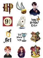 Harry Potter – výřezy s přáním k narozeninám – jedlý papír na hranatý dort