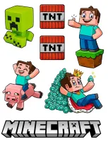 Minecraft – výřezy TNT a postaviček – jedlý papír na hranatý dort